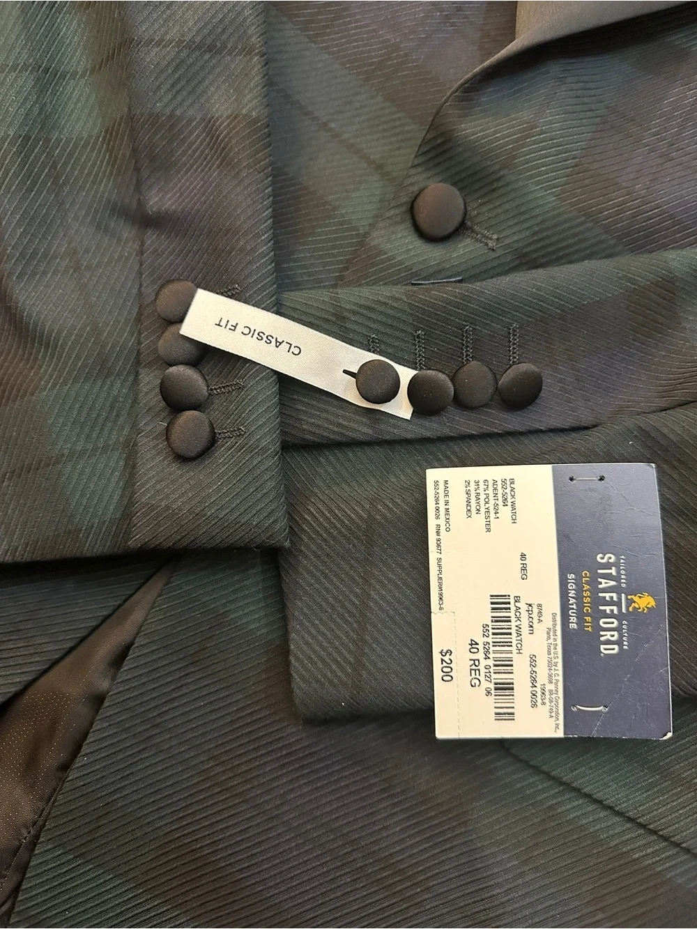 Stafford Classic Fit Tuxedo Evening Blazer Men’s Size 40 Reg plaid Multicolour